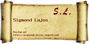Sigmond Lajos névjegykártya